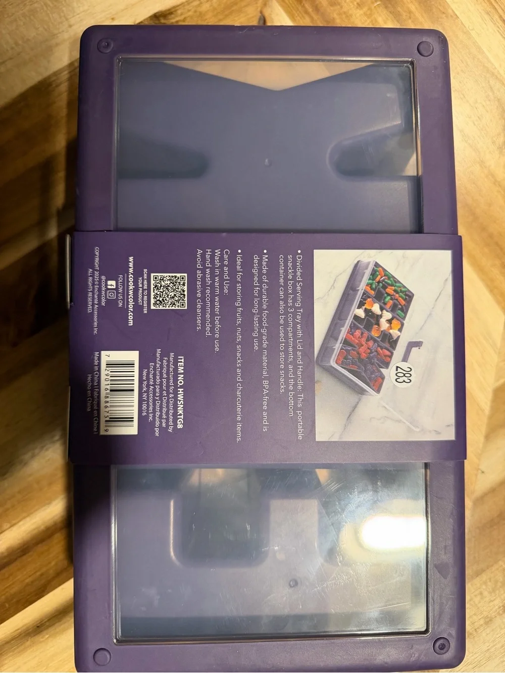 EEK CWC Purple Snack Box - 3 Compartment Portable Food Organizer